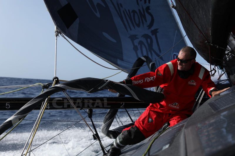 À bord de l'IMOCA Charal de Jérémie Beyou