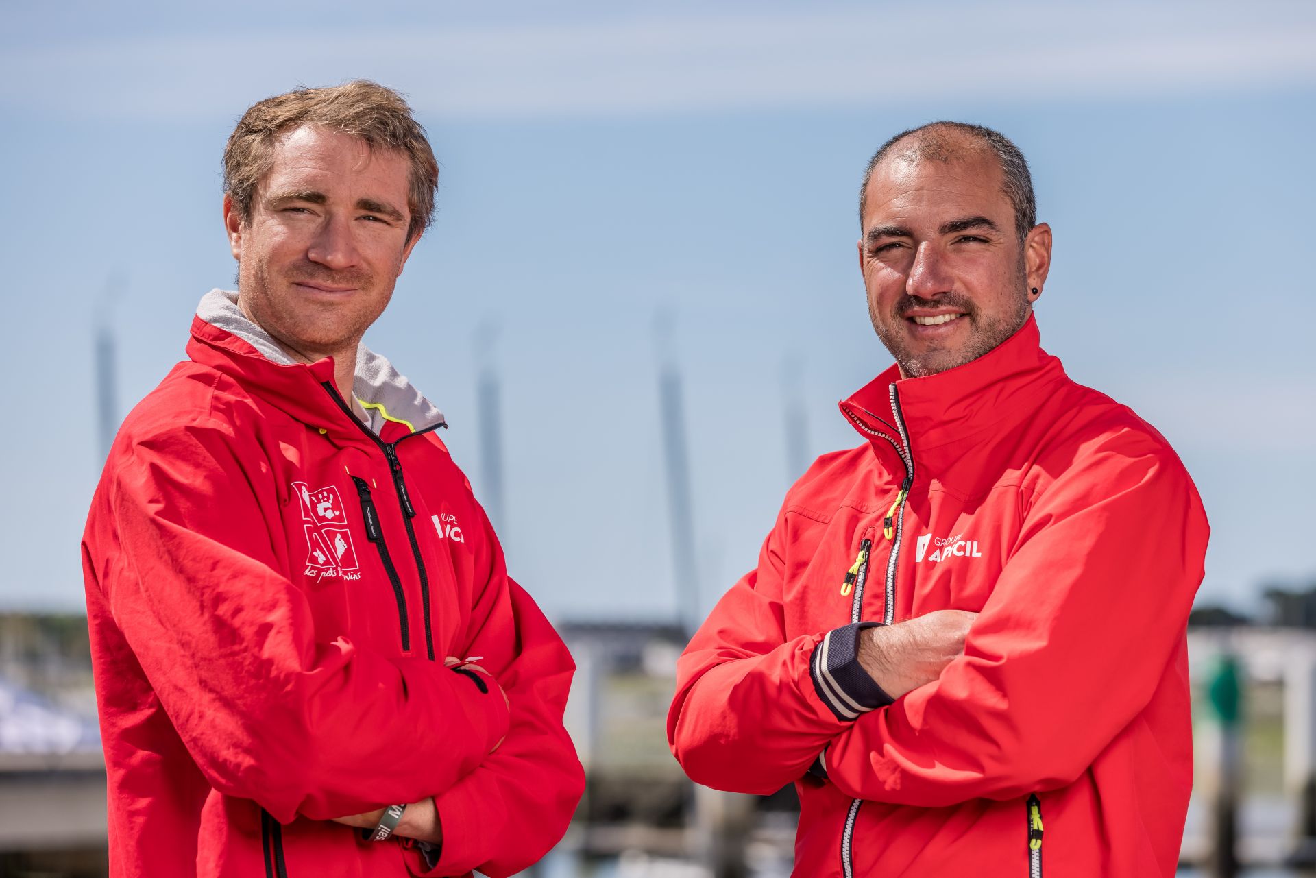 Damien Seguin, skipper de l’IMOCA Groupe APICIL, et Benjamin Dutreux co-skipper
